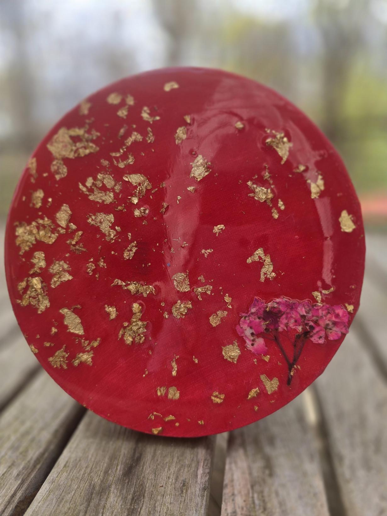 Cherry Gold Abstract Resin