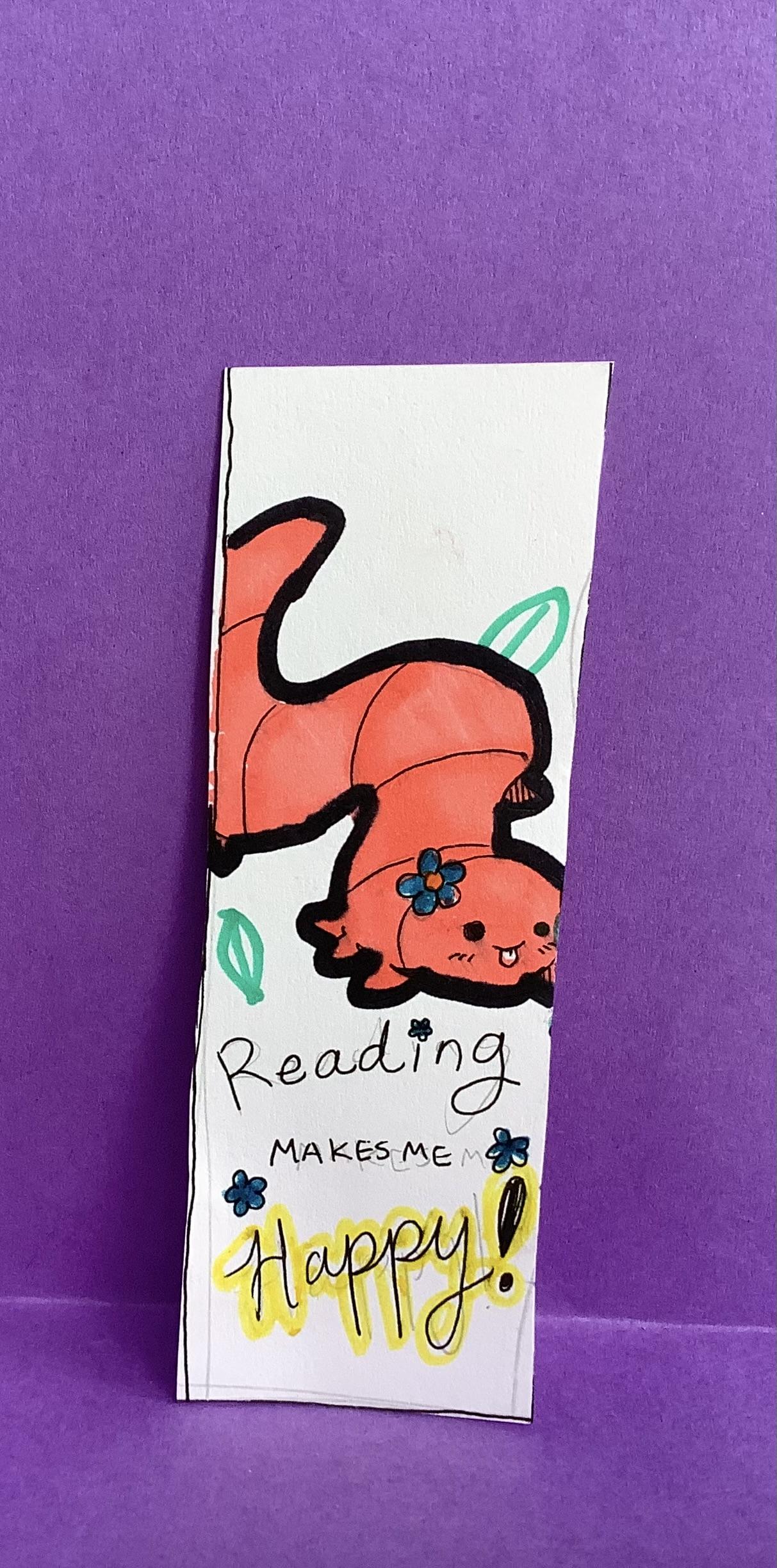 Reading makes me happy worm bookmark 