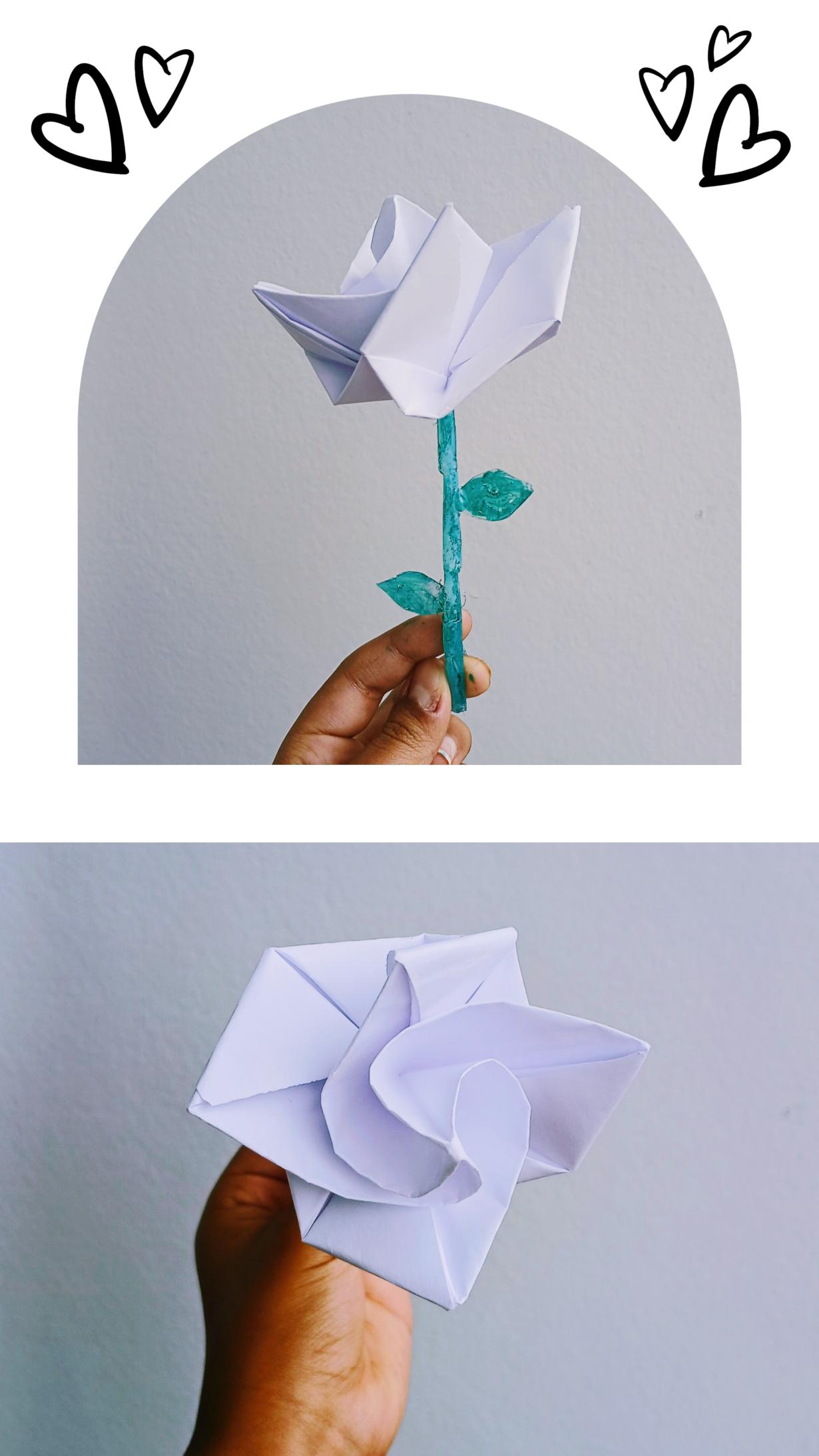 White oragami rose