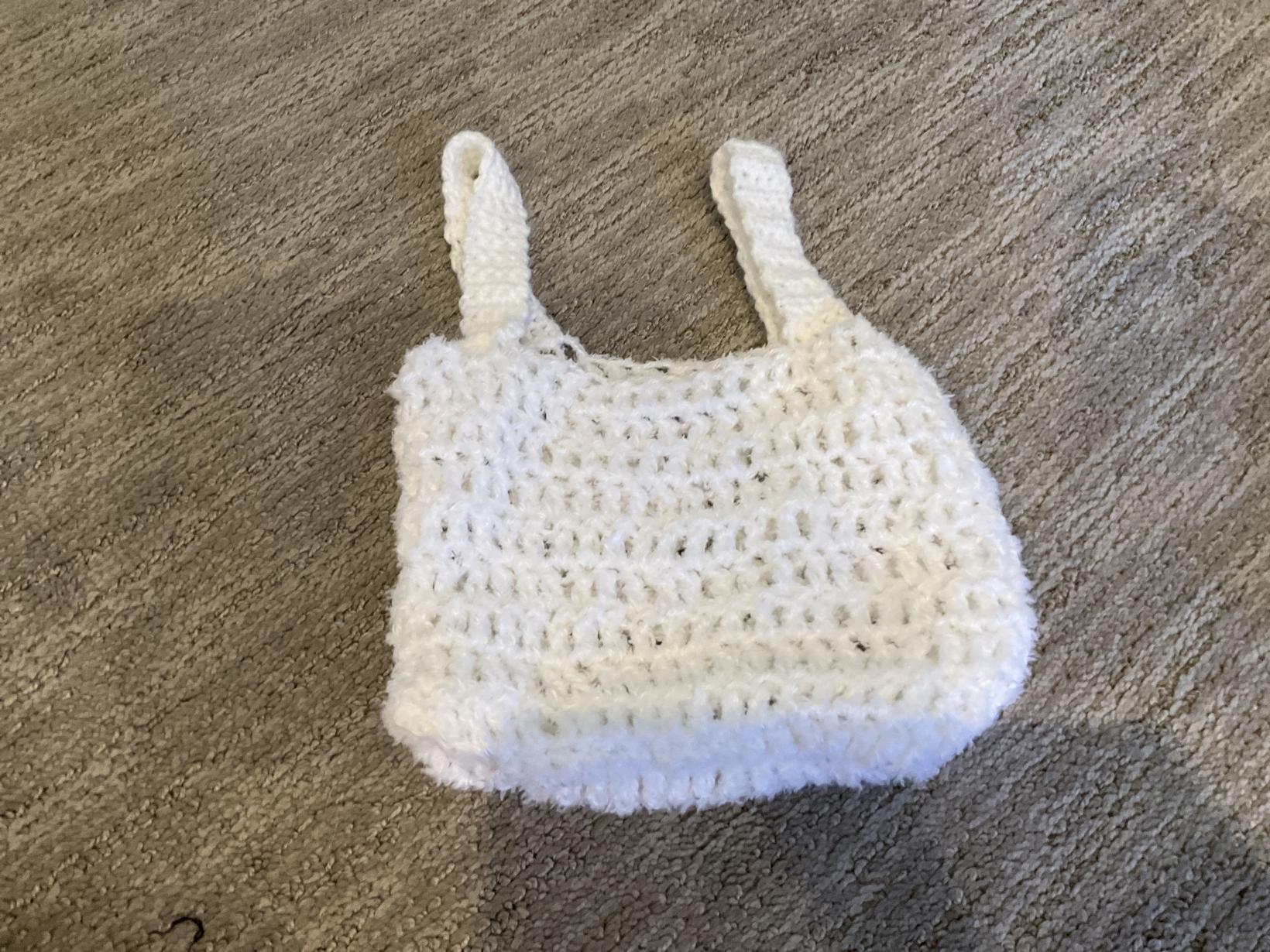 White fluffy crochet bag