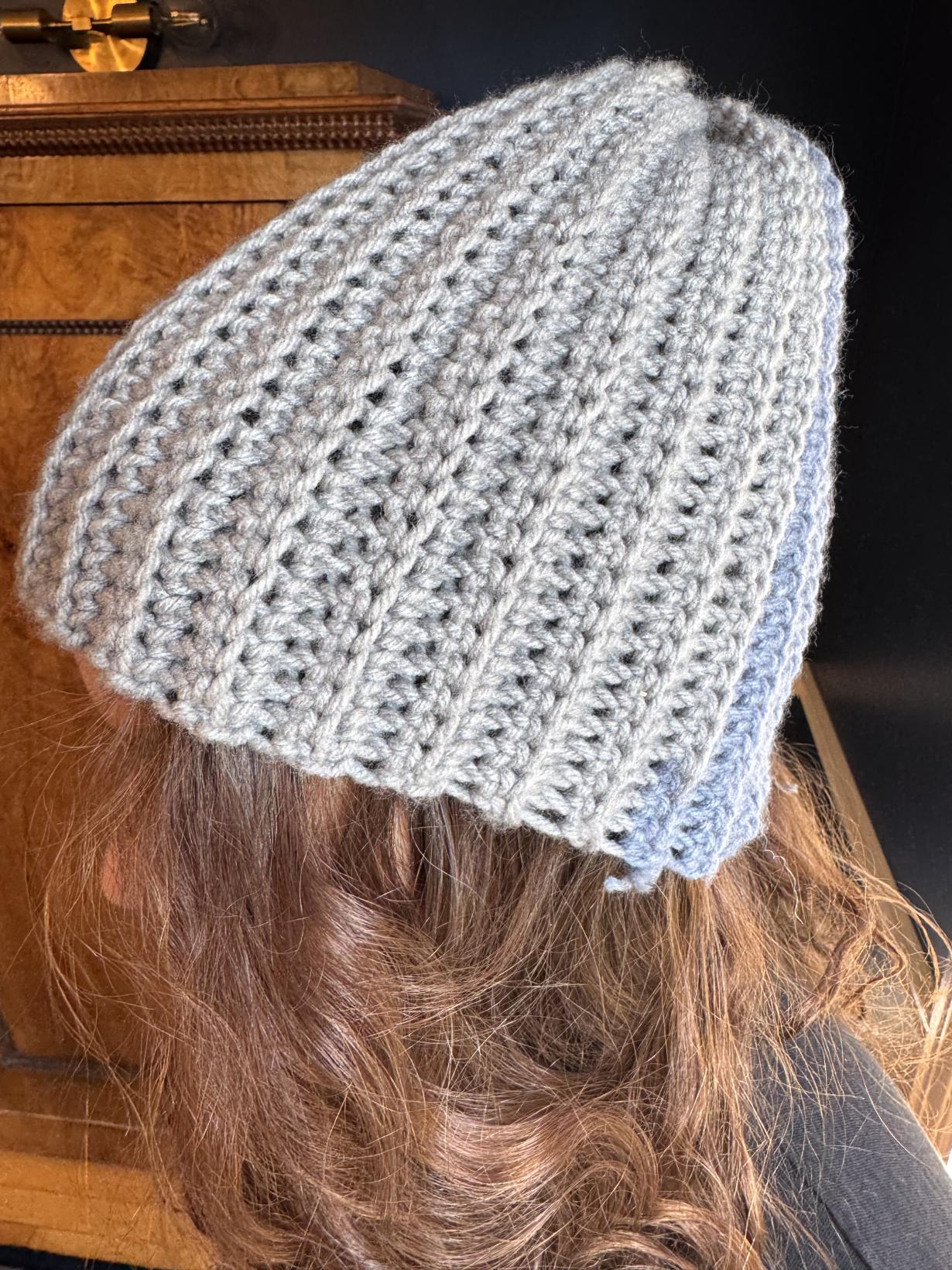 Cozy crochet gray beanie 