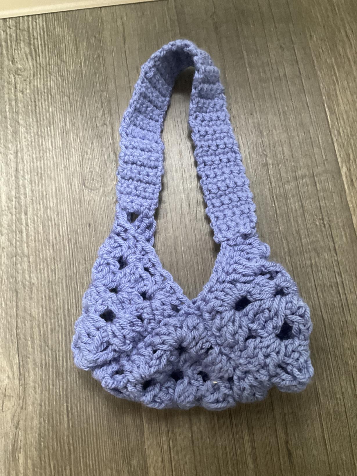 Blue crocheted bag