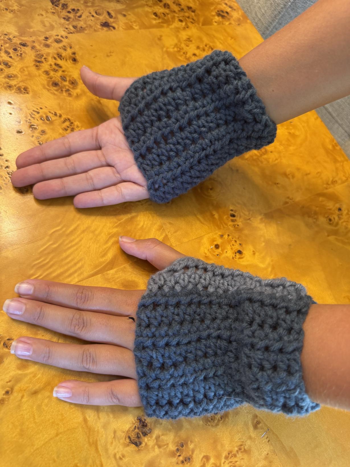 Crochet kid sized fingerless gloves