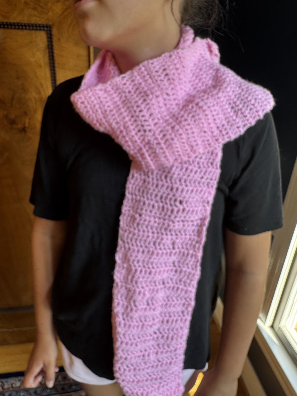 Pink crochet scarf