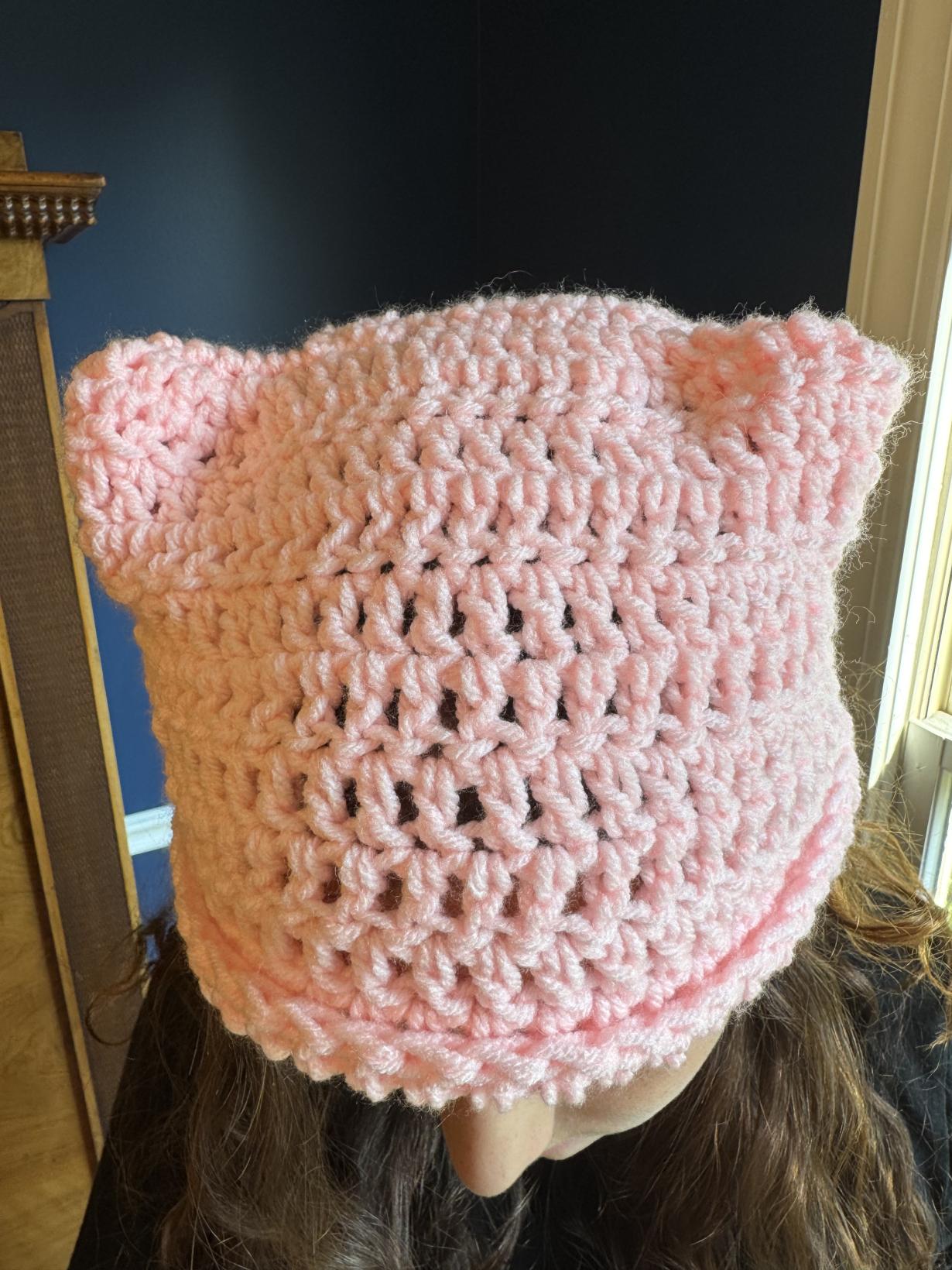 Pink Crochet Cat Beanie 
