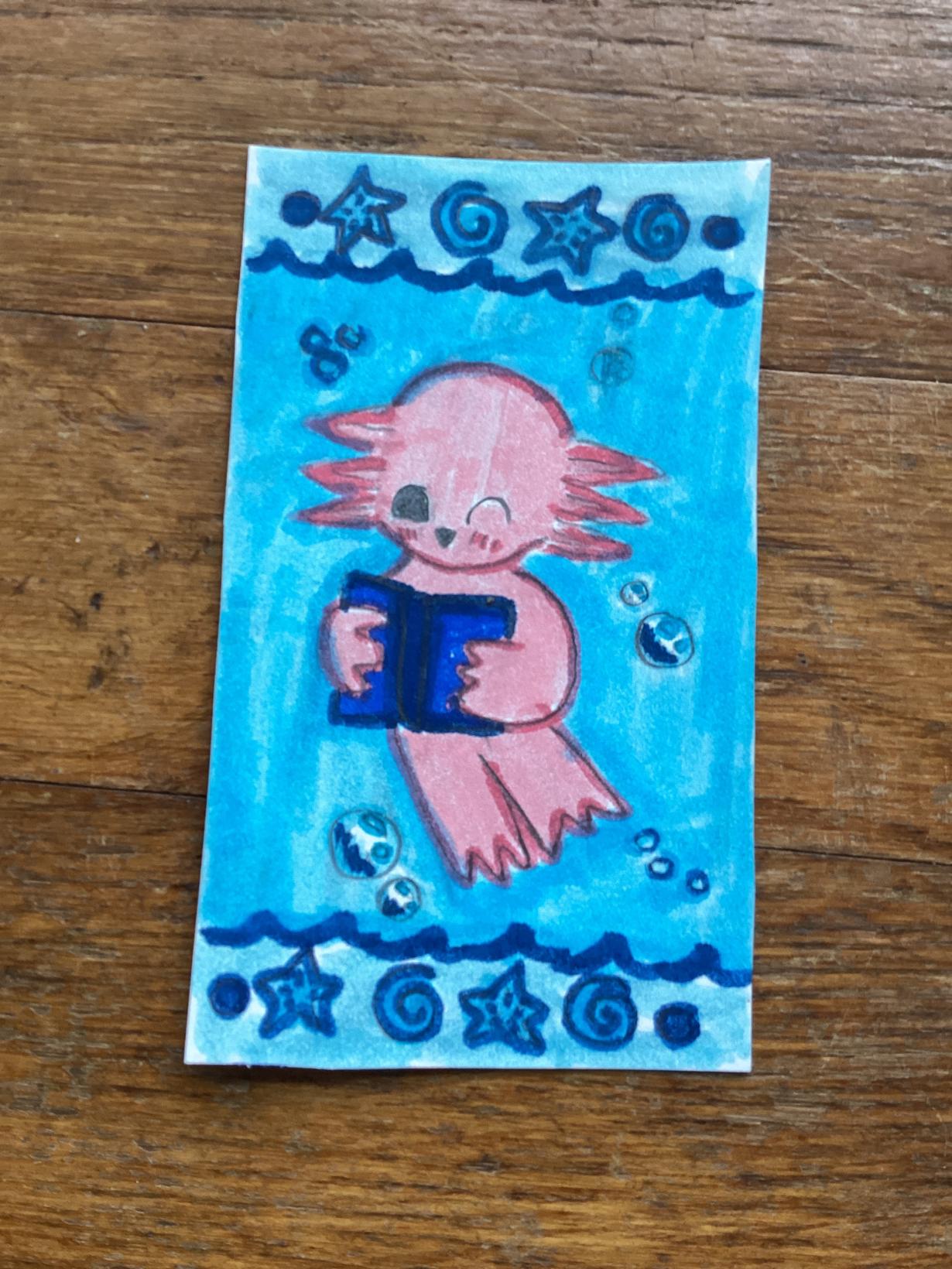 Axolotl With Blue Book Bookmark 