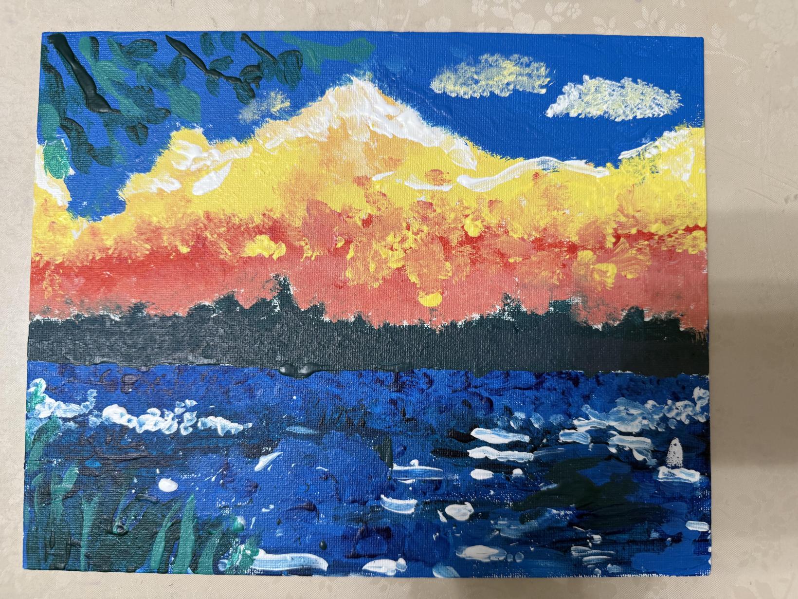 Golden Sky over blue water