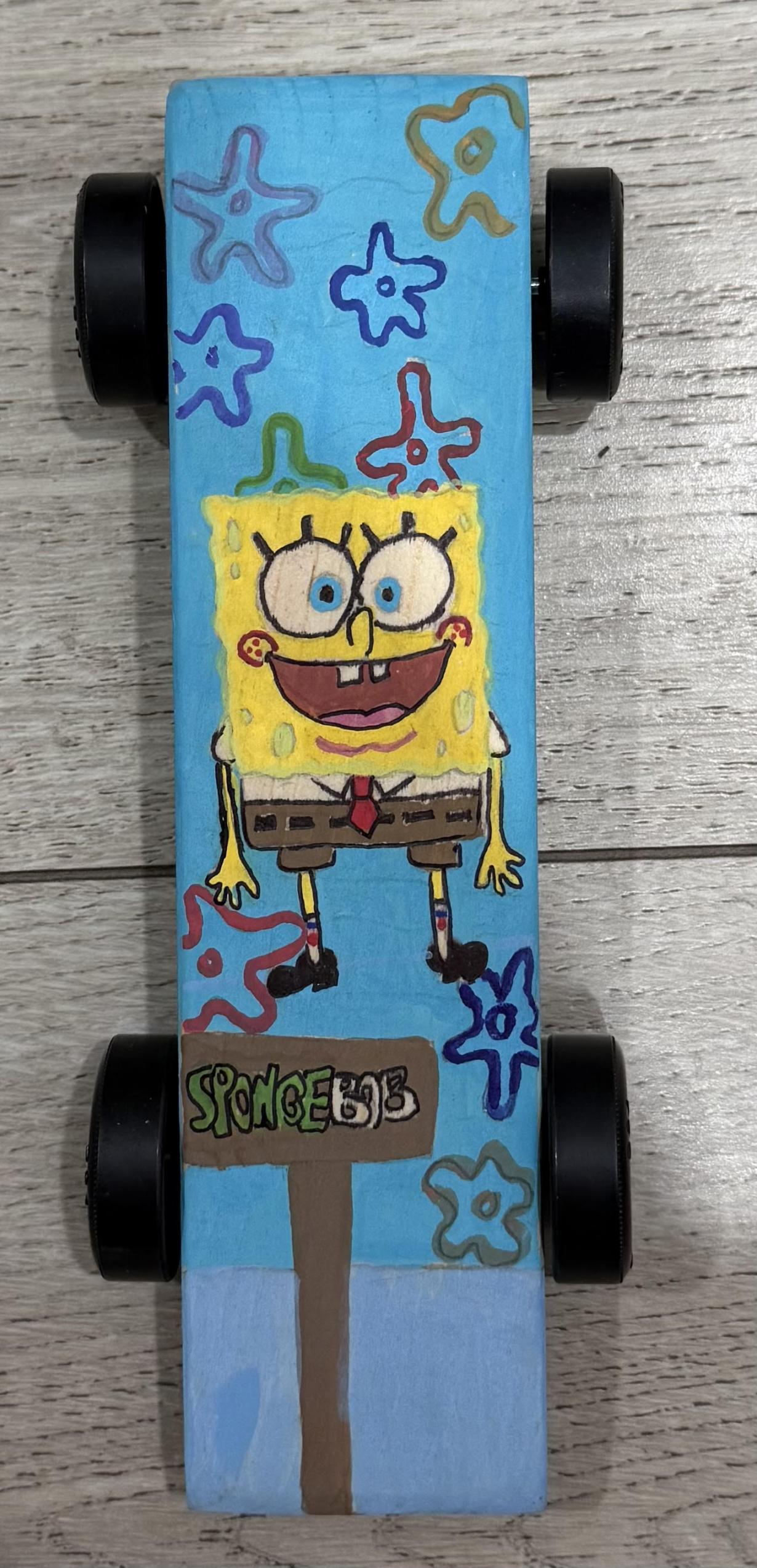 Hand-Painted Pinewood Derby Car – SpongeBob Theme