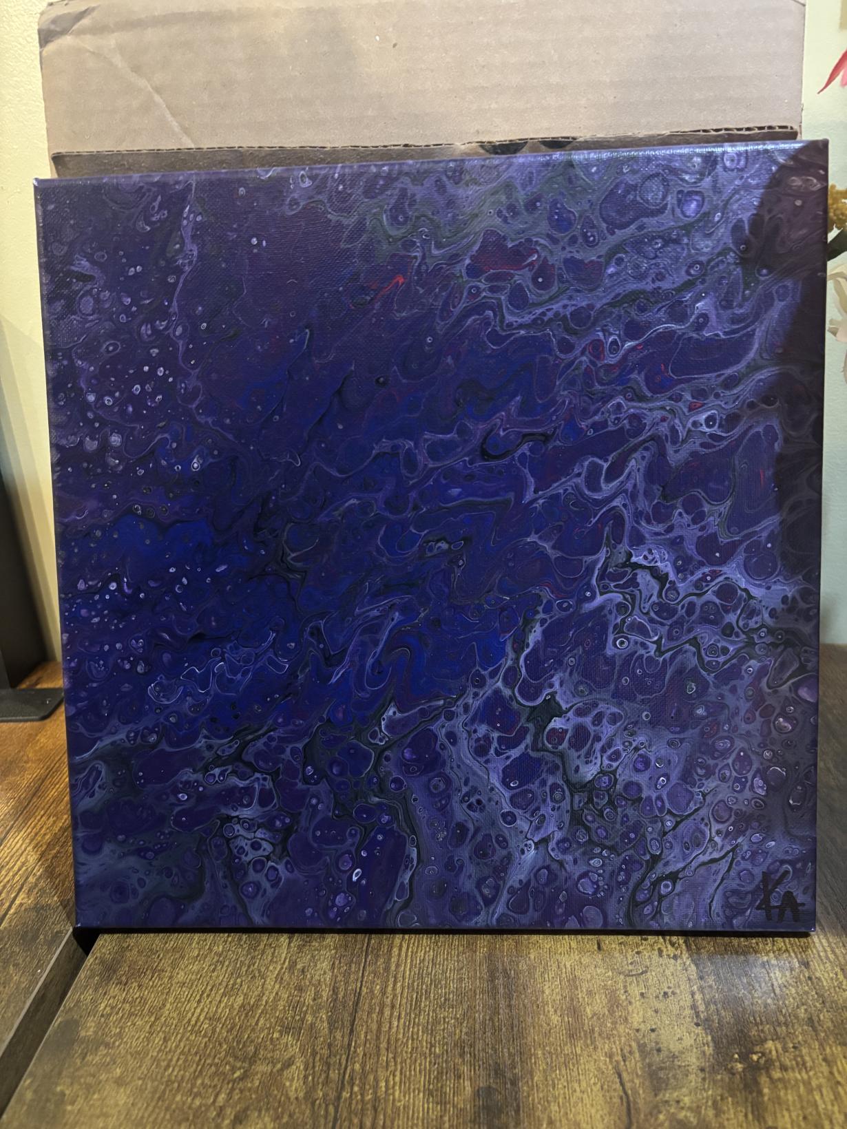 Purple pour painting canvas